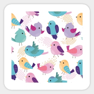 Cartoon Lovely Birds Pattern Art Sticker